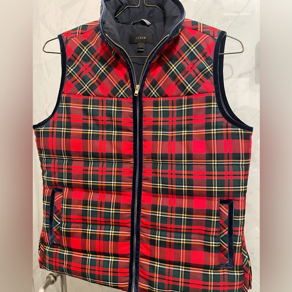 J.crew holiday plaid vest.  Medium